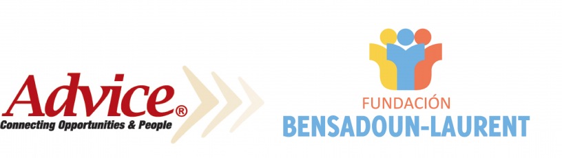 Imagen que contiene los logos de Advice y la Fundación Benssadoun Laurent